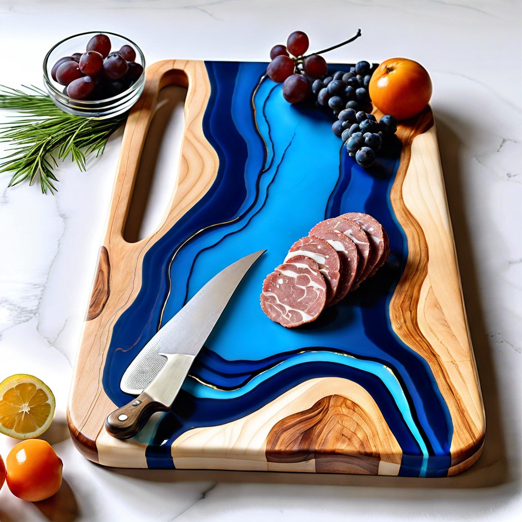 river flow design with clear blue epoxy