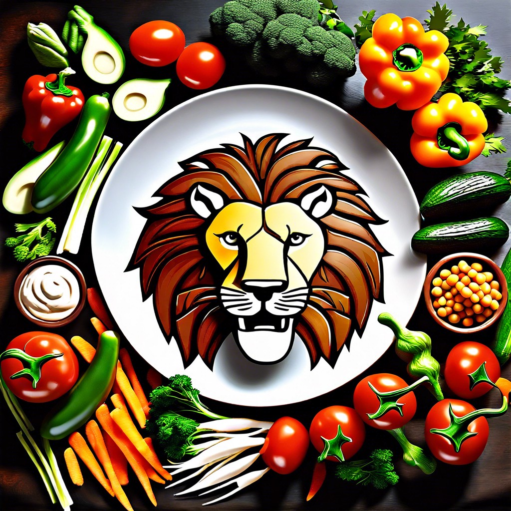 roaring lion veggie platter