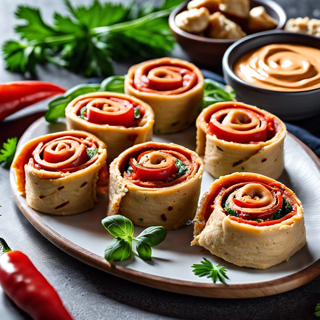 roasted red pepper hummus pinwheels