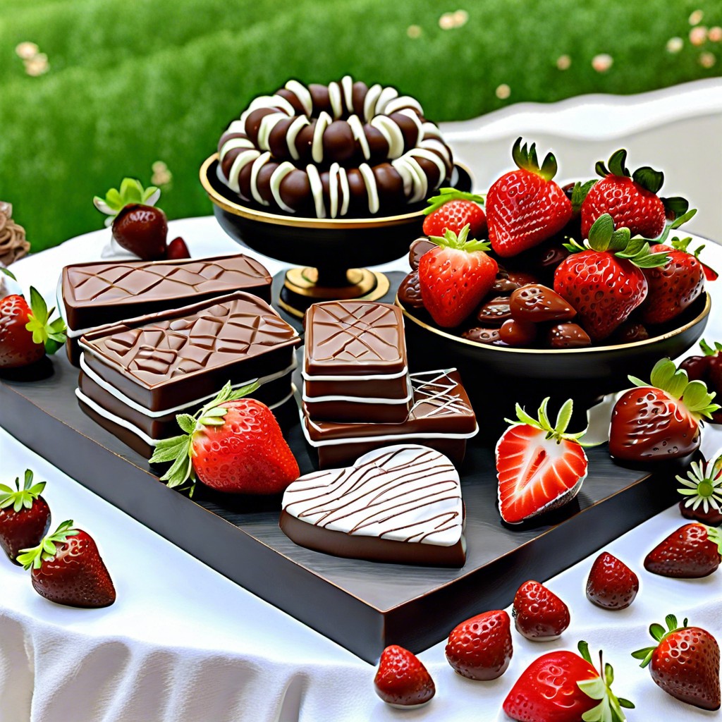 romantic chocolate and strawberry board