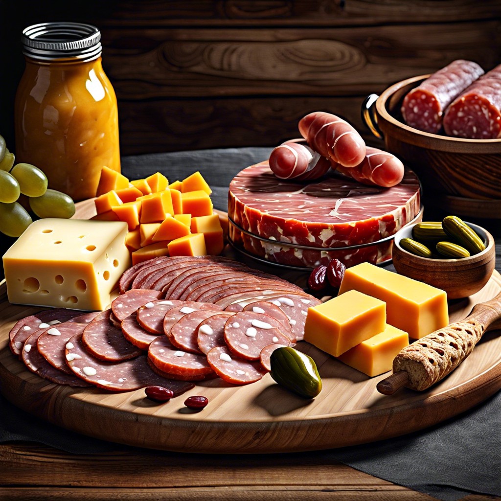 rustic charm hard salami aged cheddar pickles