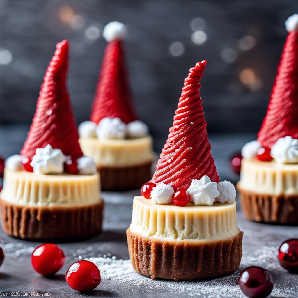 santa hat mini cheesecakes