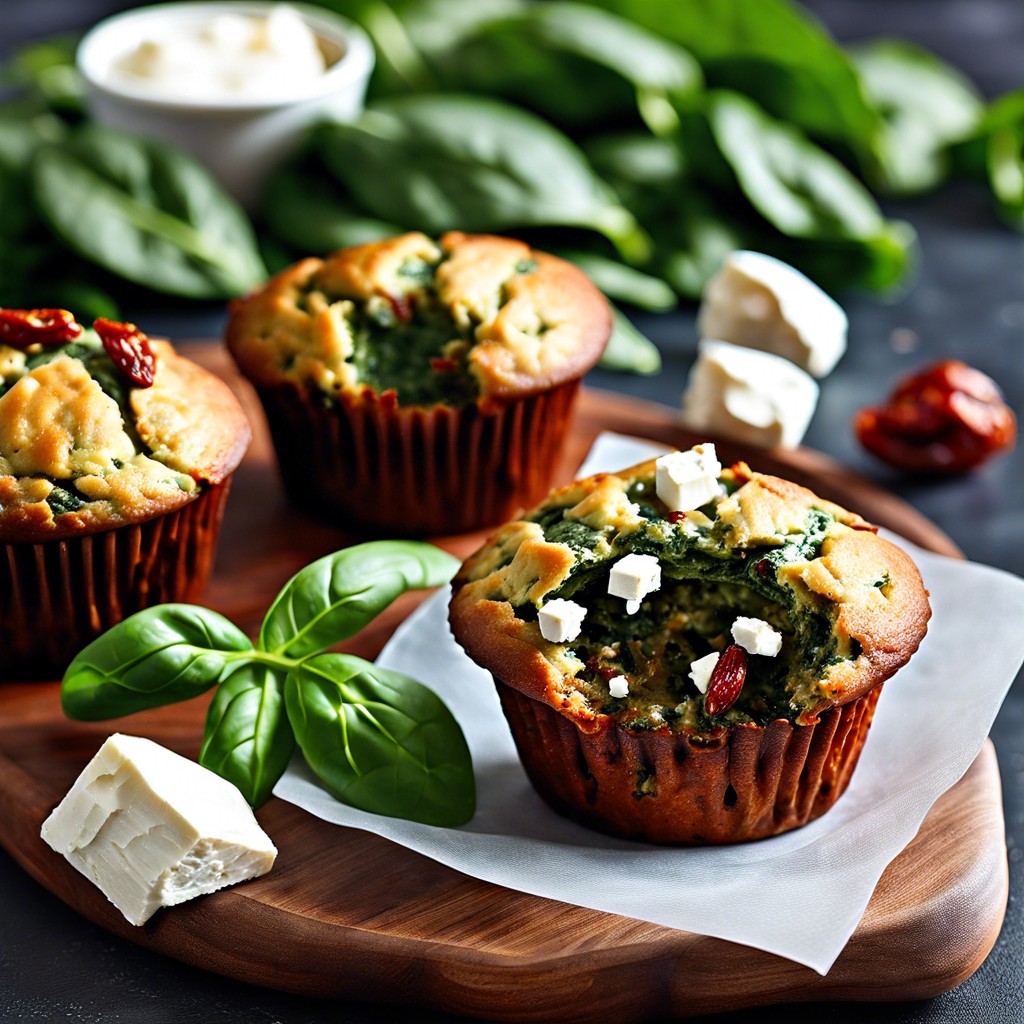 savory muffins spinach feta and sundried tomato