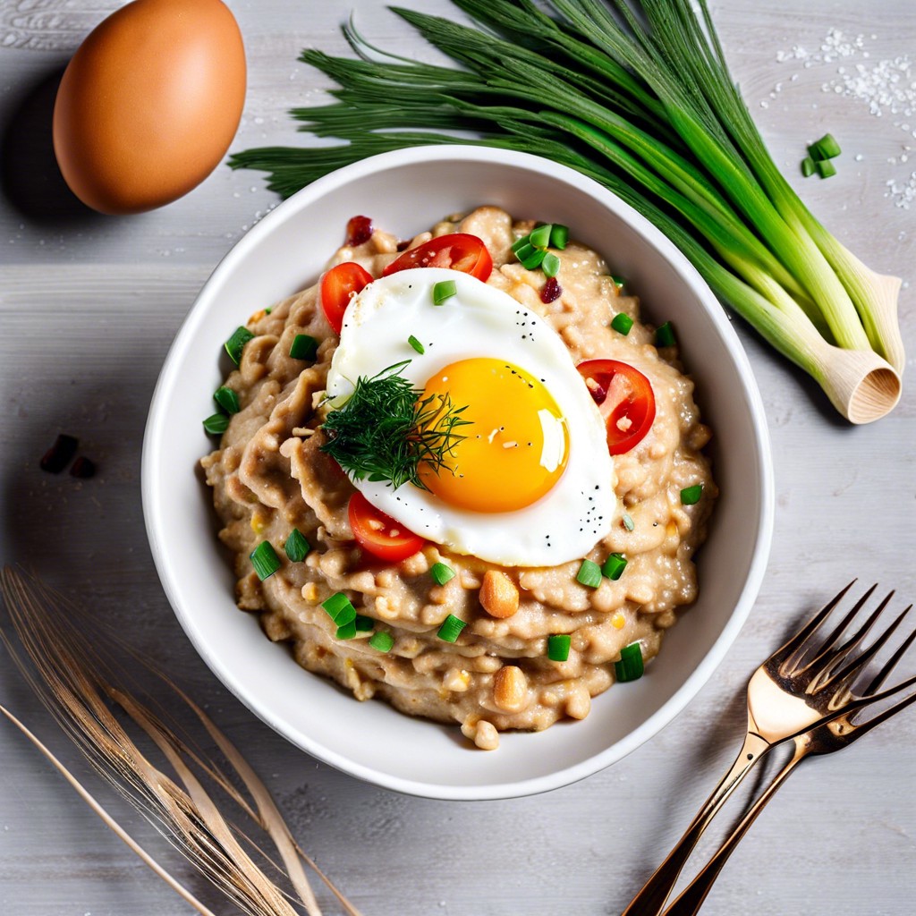 savory oatmeal with an egg