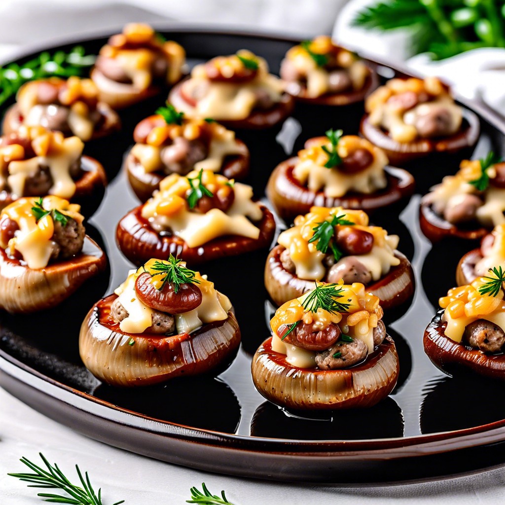 savory sausage and cheese stuffed mushrooms