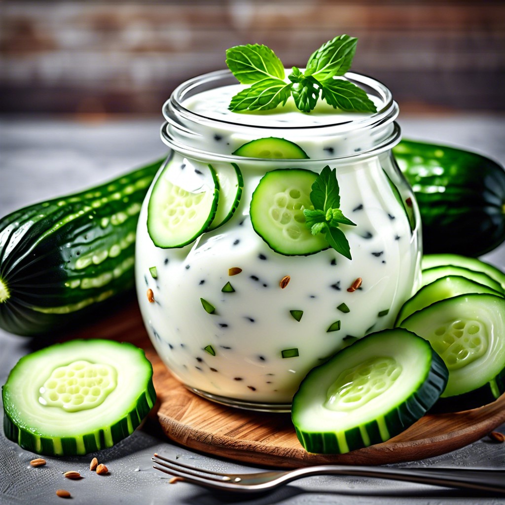 savory yogurt with cucumber slices