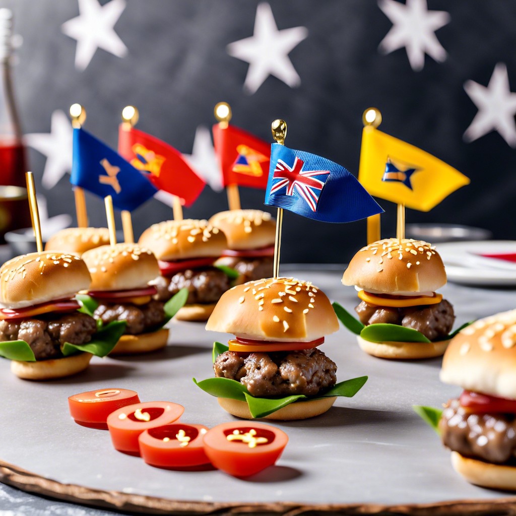 scholarly sliders mini burgers with graduation year flags