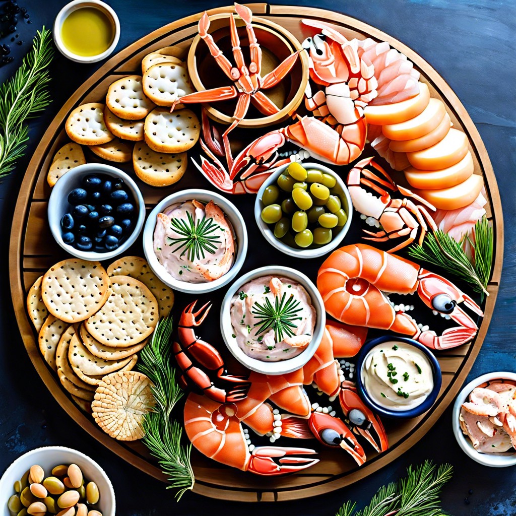 seafood charcuterie smoked salmon shrimp crab dip