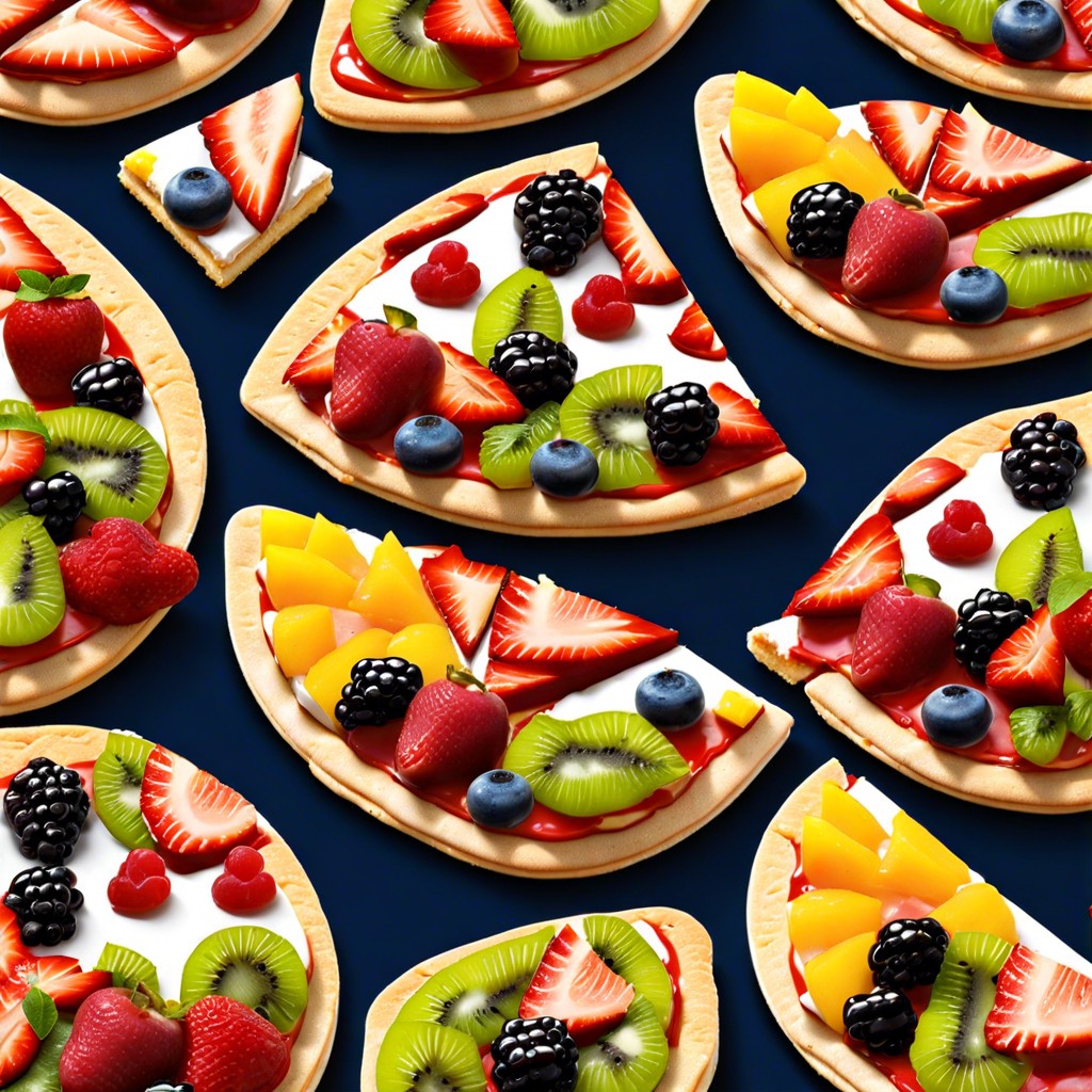 shield of faith fruit pizzas mini watermelon slices topped with assorted fruits and yogurt