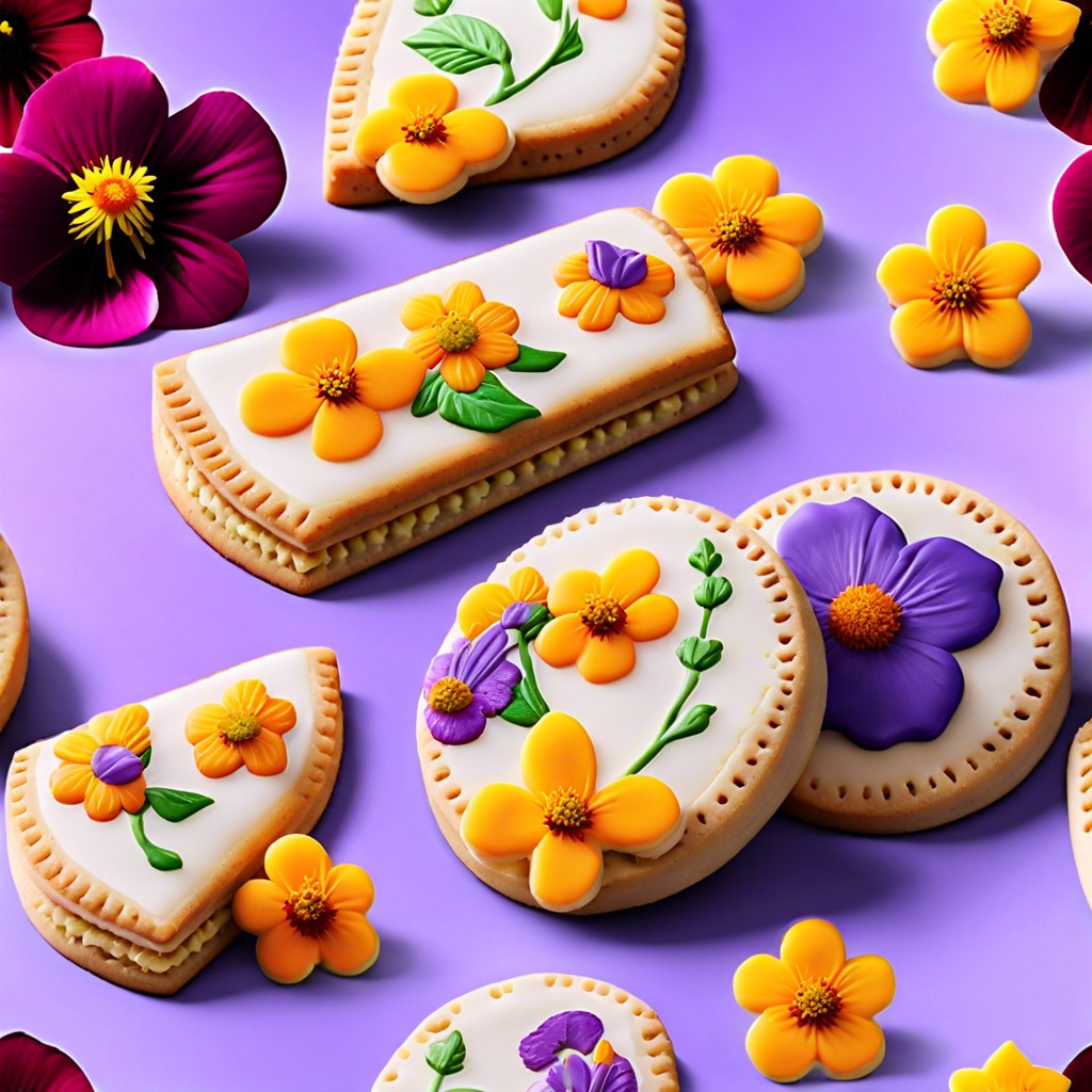 shortbread cookies with edible flowers