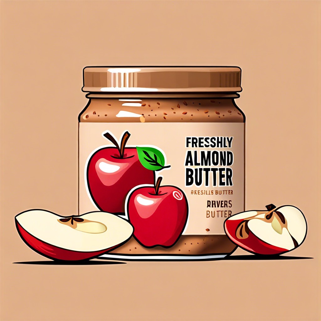 sliced apple with almond butter packets