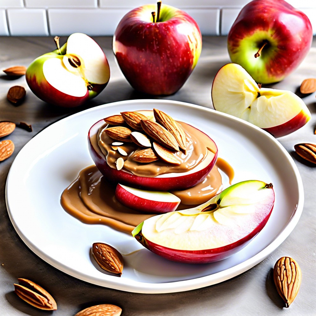 sliced apples with almond butter