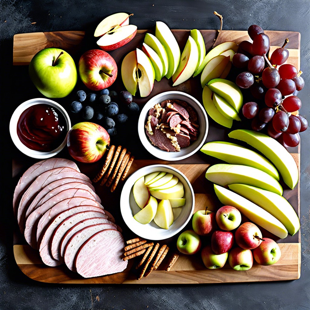 sliced apples with brie and honey