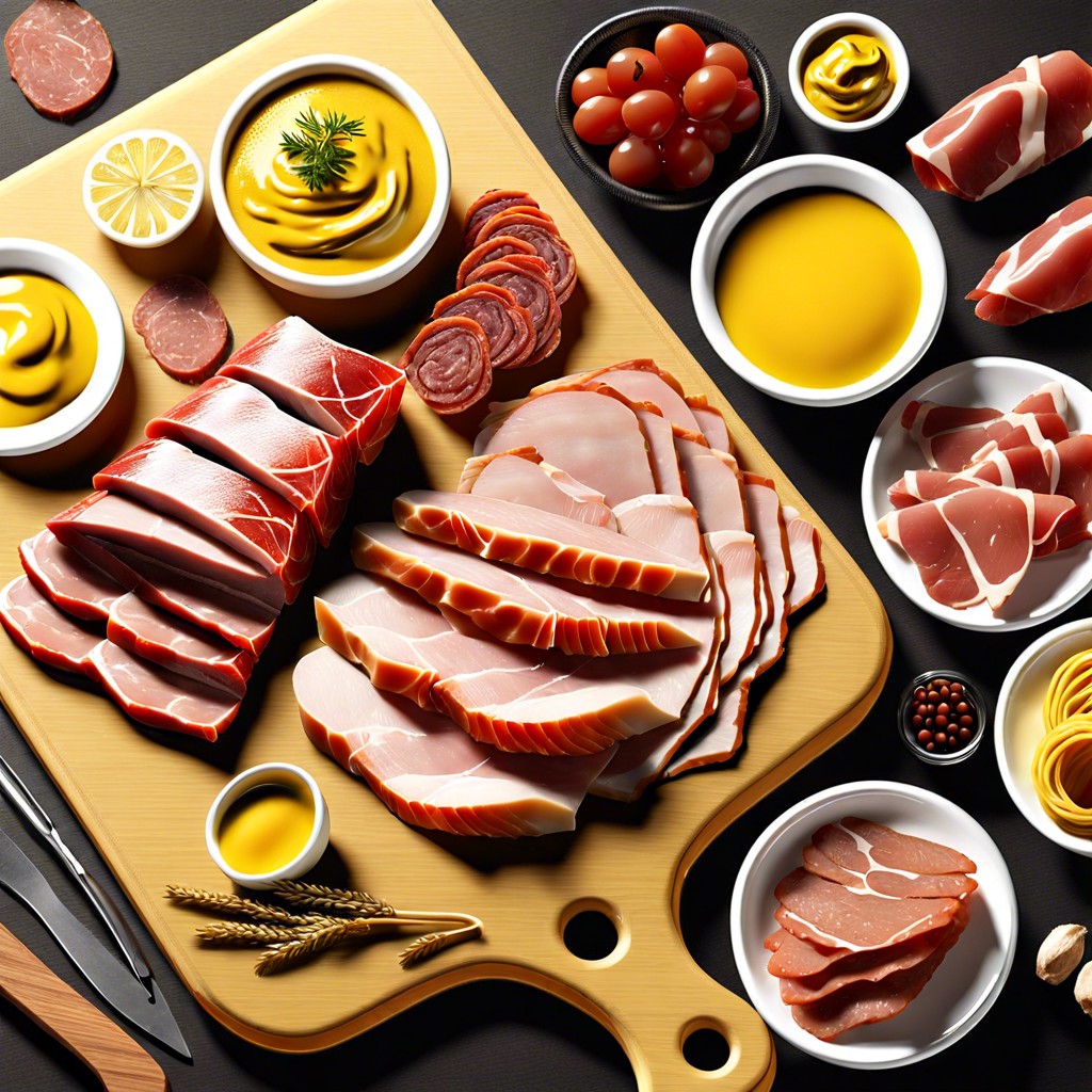 sliced meats and mustard