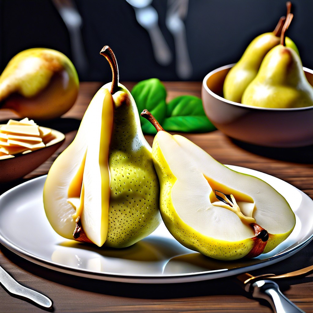 sliced pear with cheese