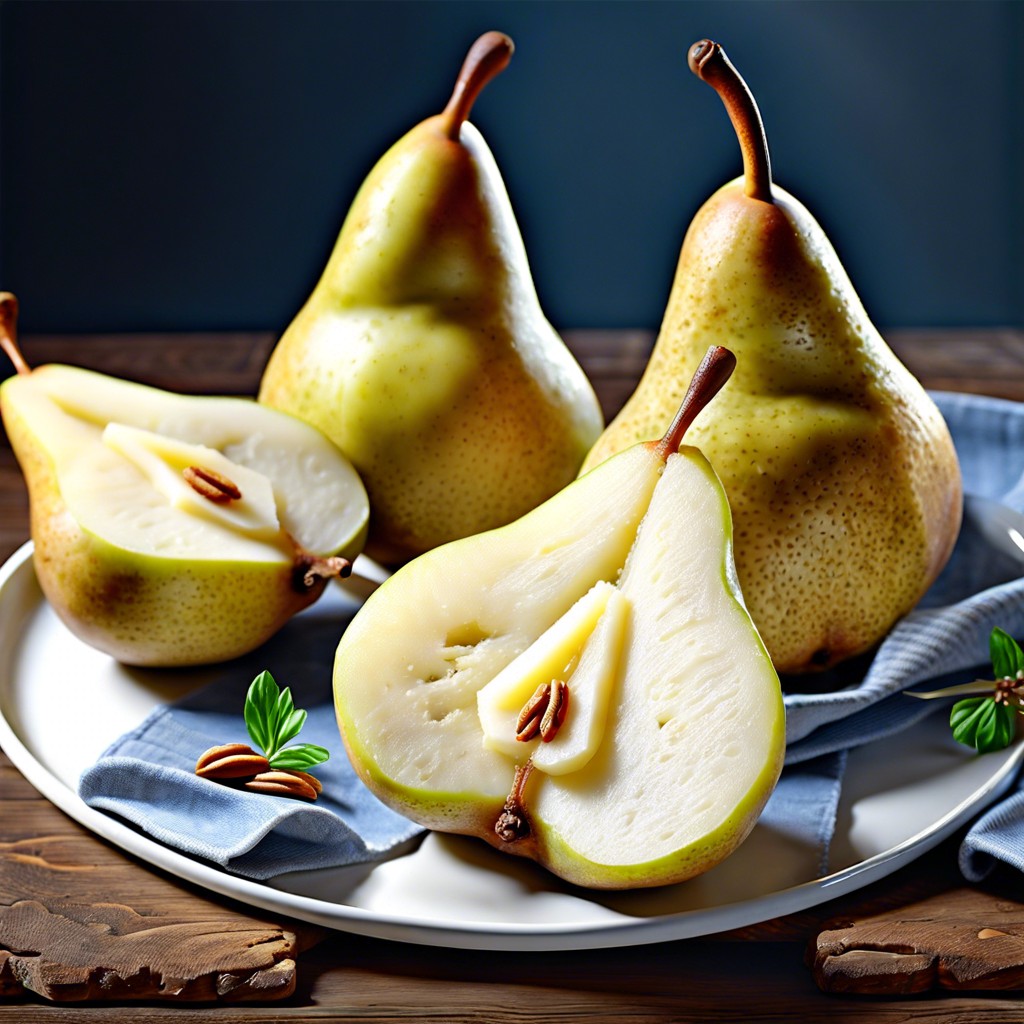 sliced pears with gorgonzola