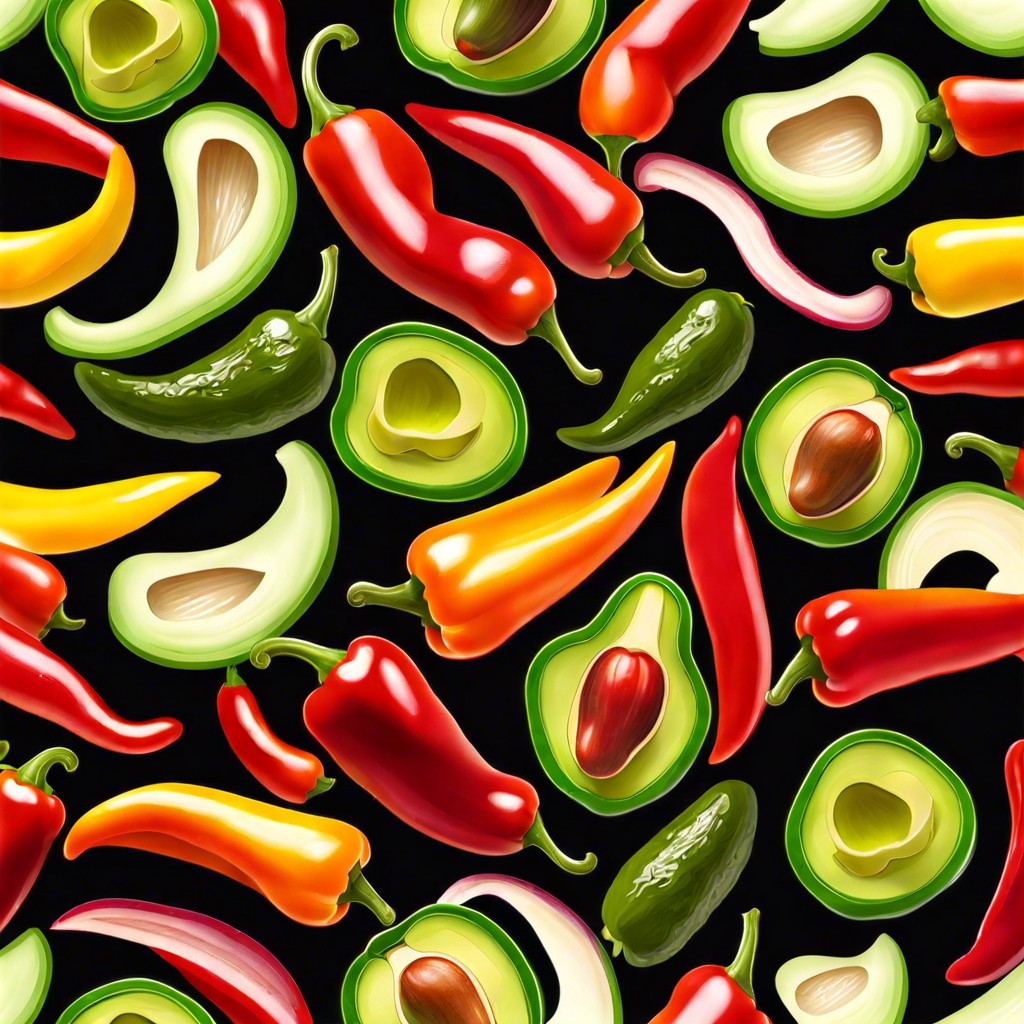 sliced peppers with guacamole