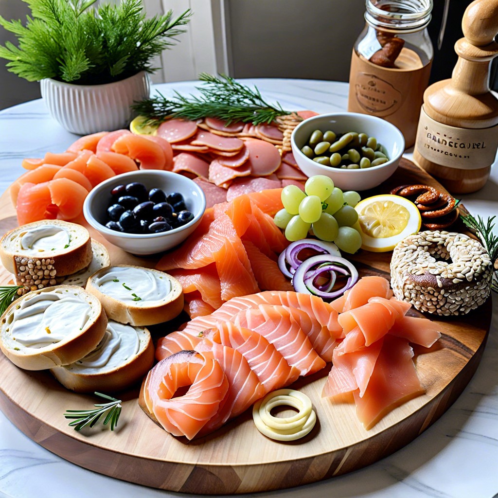 smoked salmon and bagels board