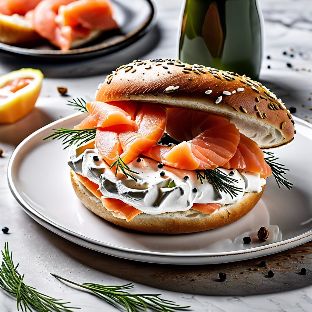 smoked salmon and cream cheese bagel