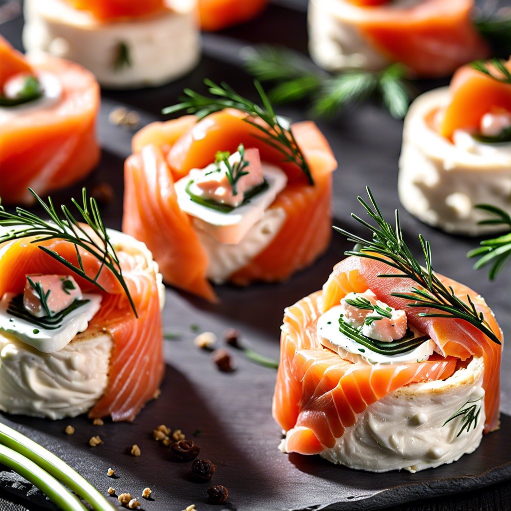 smoked salmon and cream cheese cucumber rolls