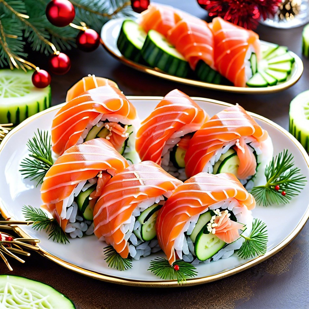 smoked salmon cucumber rolls