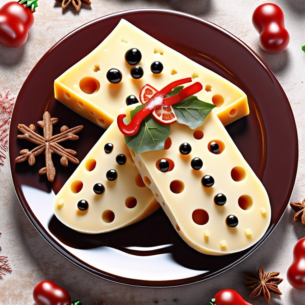 snowman cheese slices cut cheese into snowman shapes decorate with pepper dots