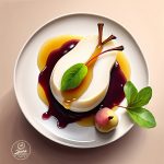 soft poached pear in cinnamon syrup
