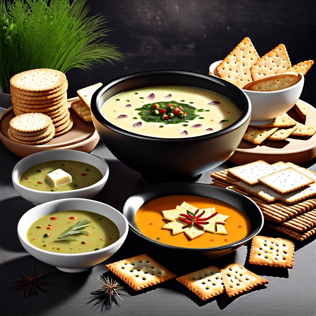 soup amp crackers bar seasonal soups with an array of crackers