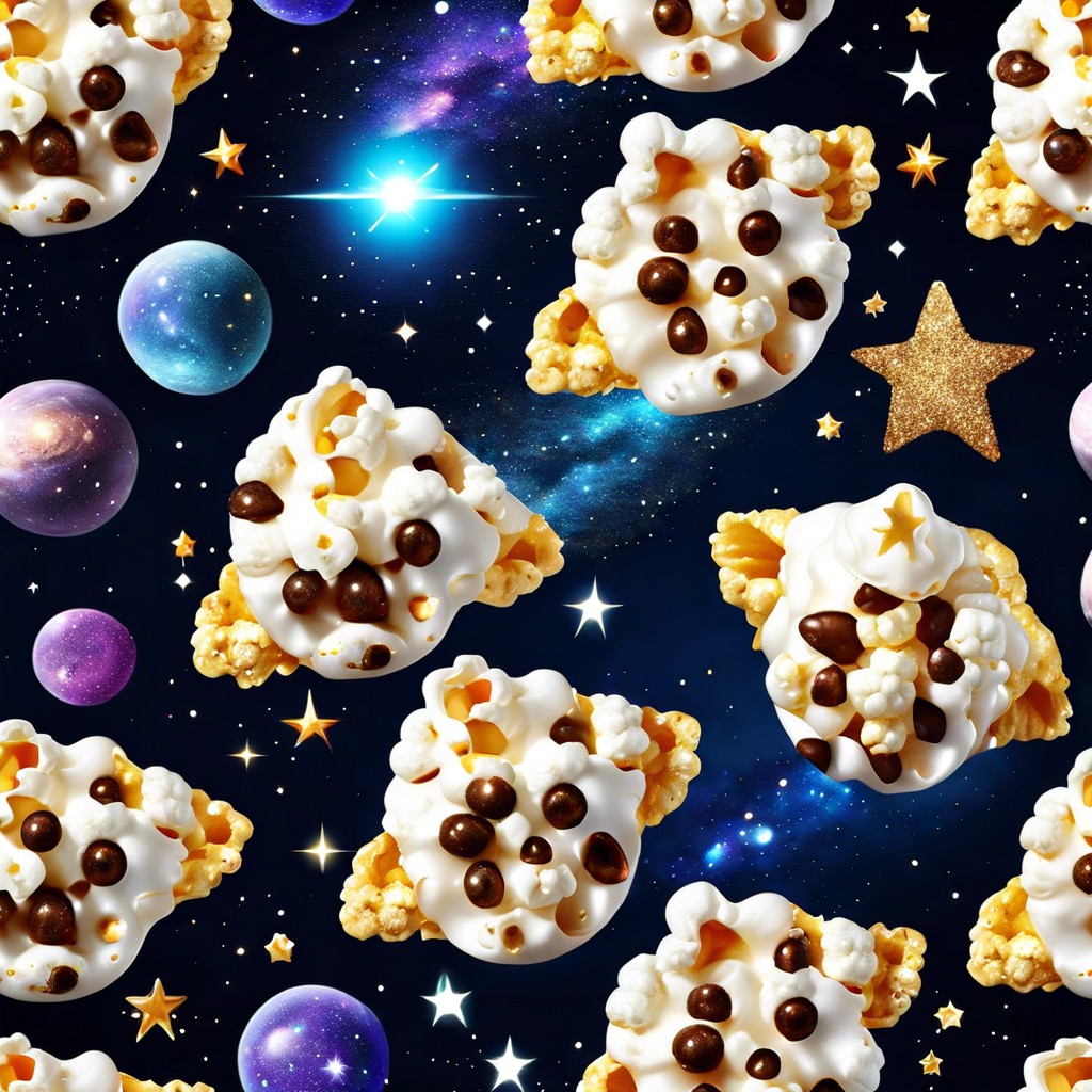 space galaxy popcorn coated with black and purple edible glitter