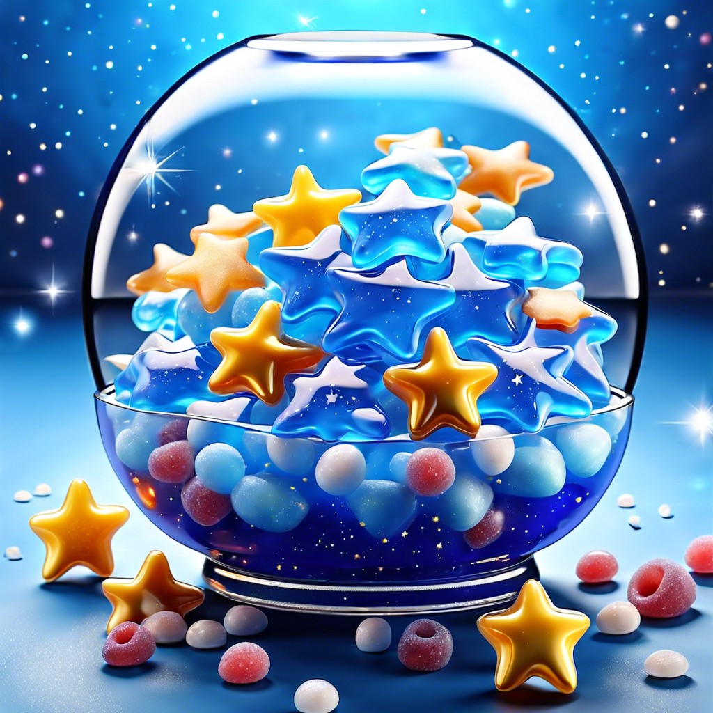 space jell o blue gelatin with floating candy stars