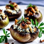 spiced pear and blue cheese stuffed mushrooms
