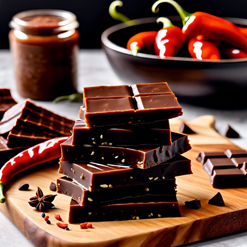 spicy chili dark chocolate squares