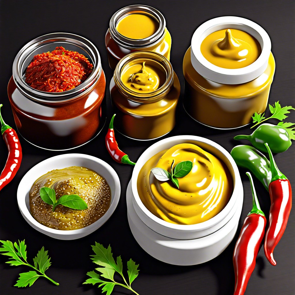 spicy mustards and dips variety