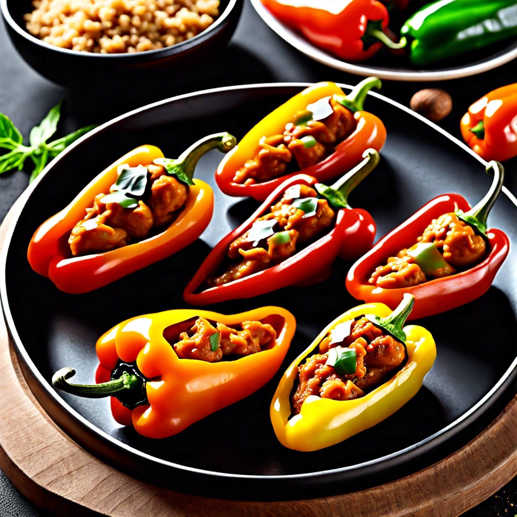 spicy tempeh stuffed mini peppers