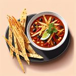 spicy tortilla soup with crispy tortilla strips