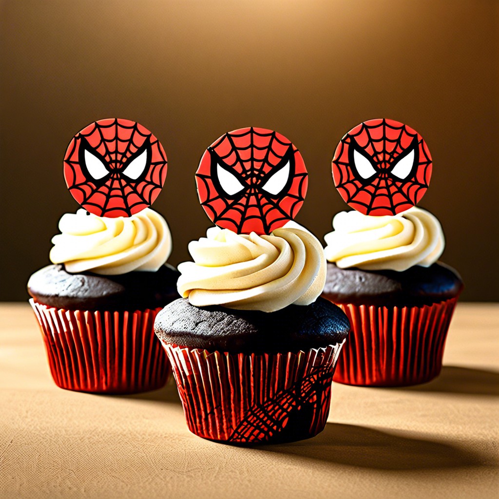 spiderman webbed cupcakes