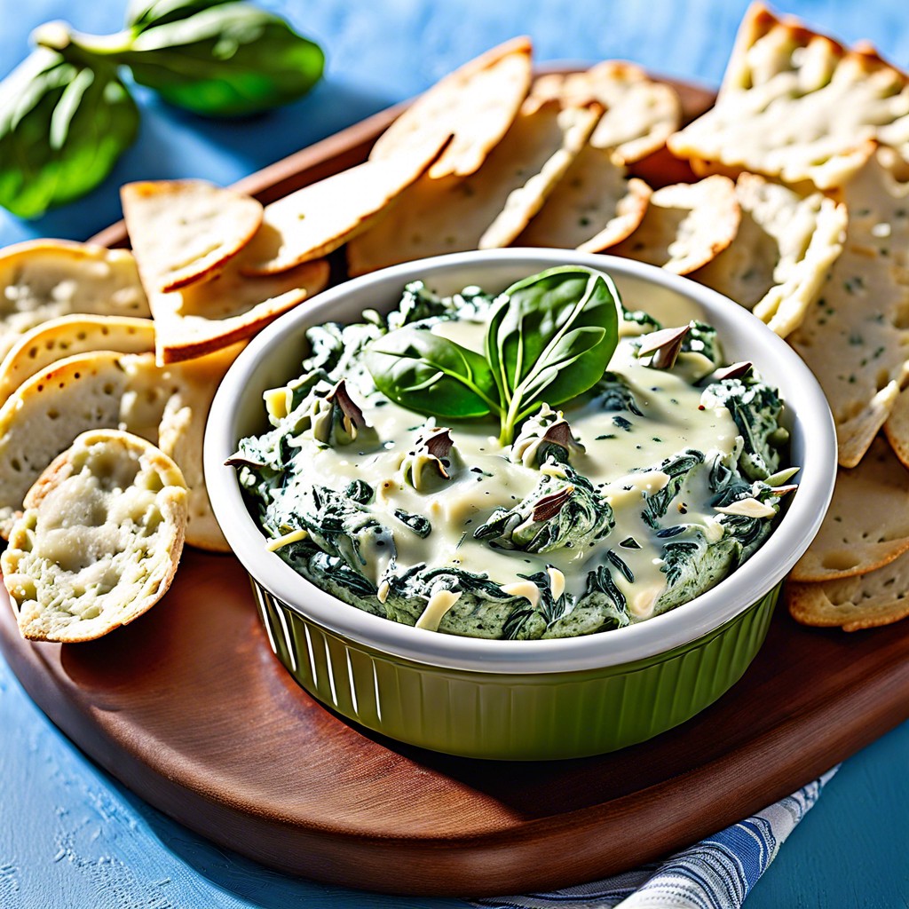 spinach and artichoke dip with pita chips