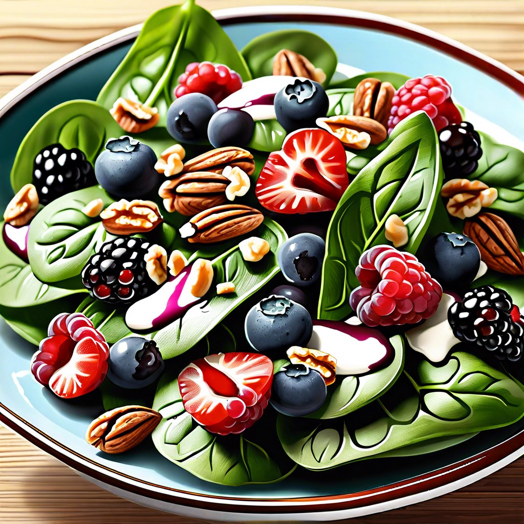 spinach and berry salad with walnuts and balsamic vinaigrette