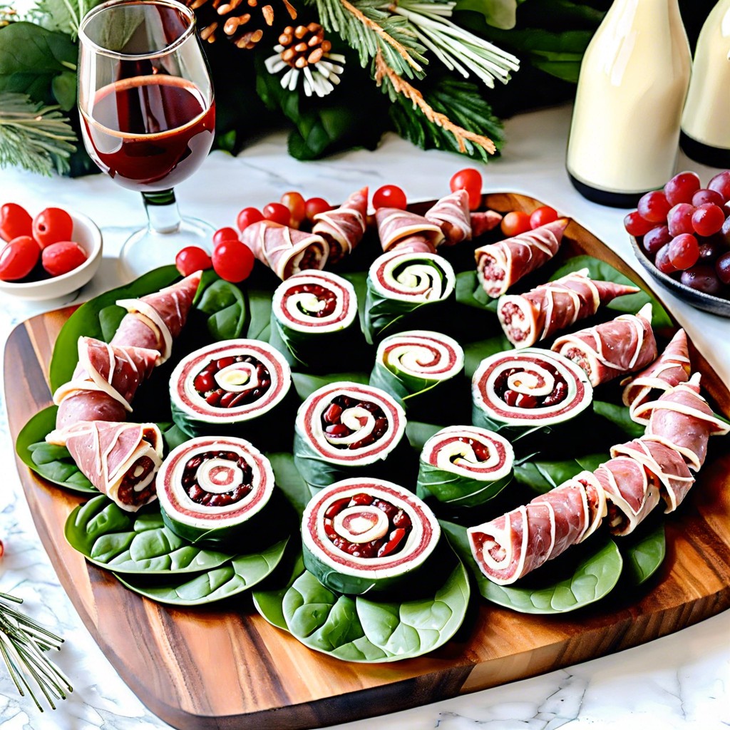 spinach wraps cut into pinwheels