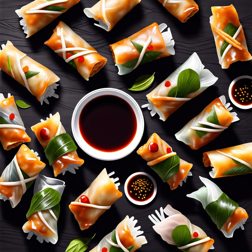 spring rolls with dipping sauce