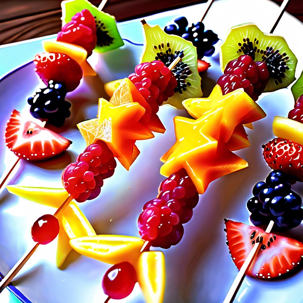 starfield fruit skewers various star shaped fruits on skewers