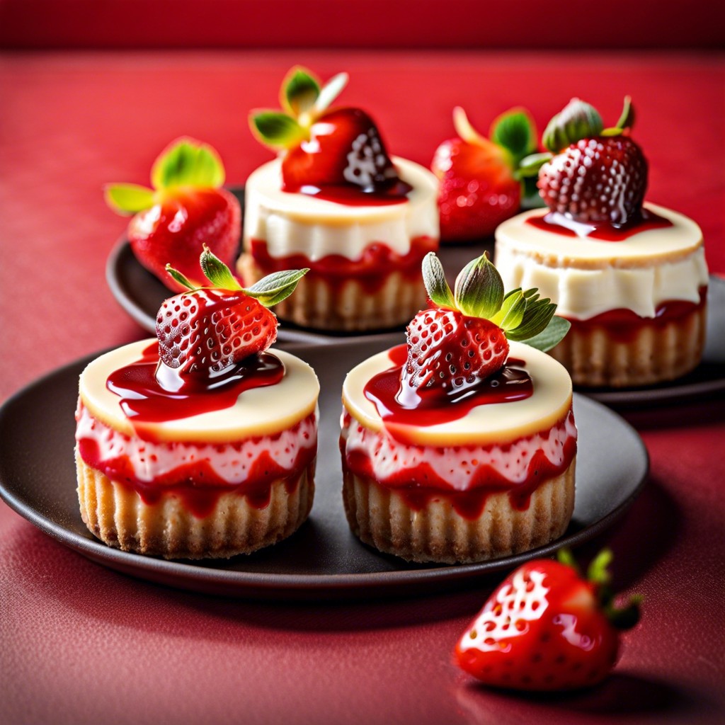 strawberry topped mini cheesecakes