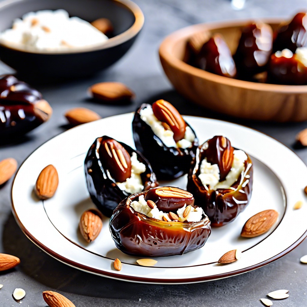 stuffed dates with goat cheese and almonds