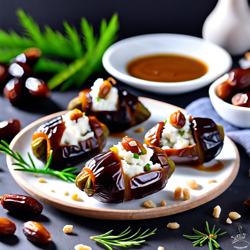 stuffed dates with goat cheese and pistachios
