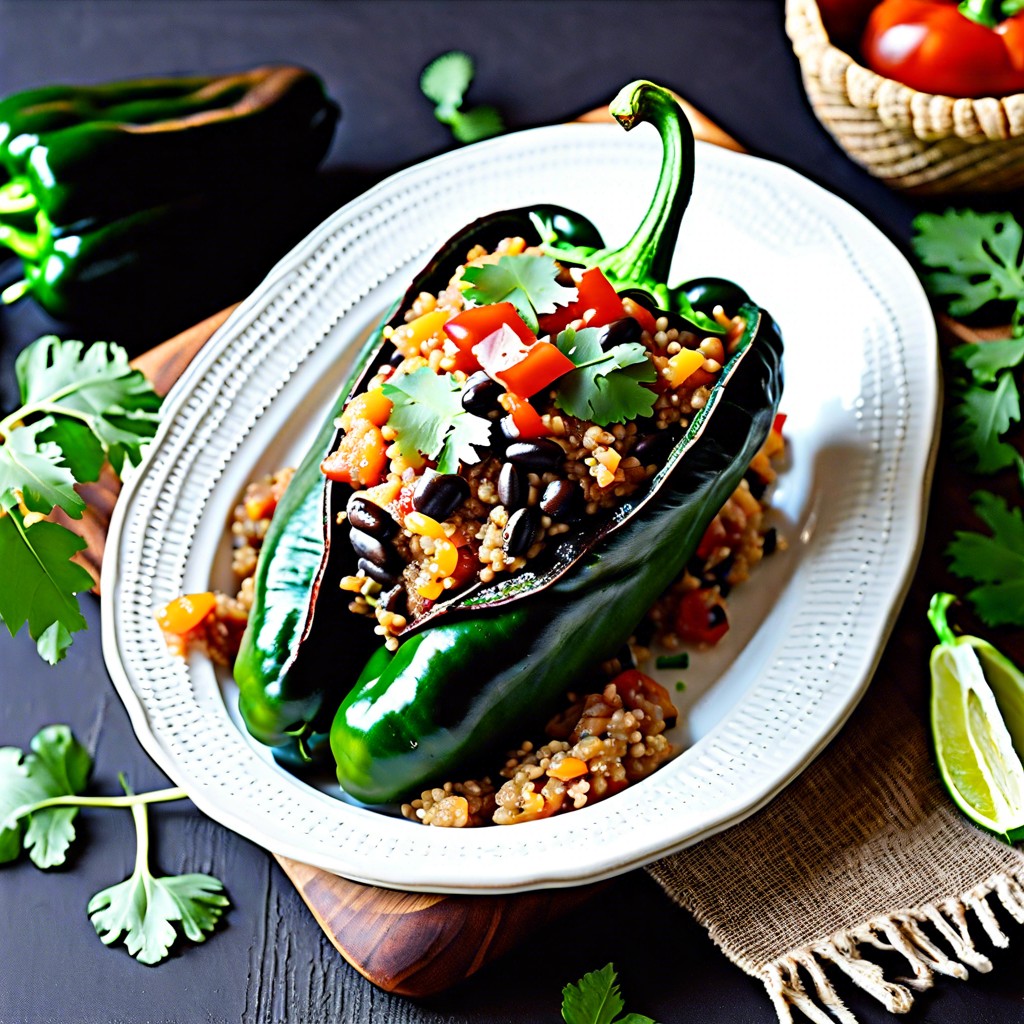 stuffed poblano peppers with quinoa and black beans