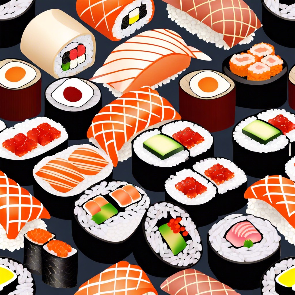 sushi sampler variety of rolls and sashimi