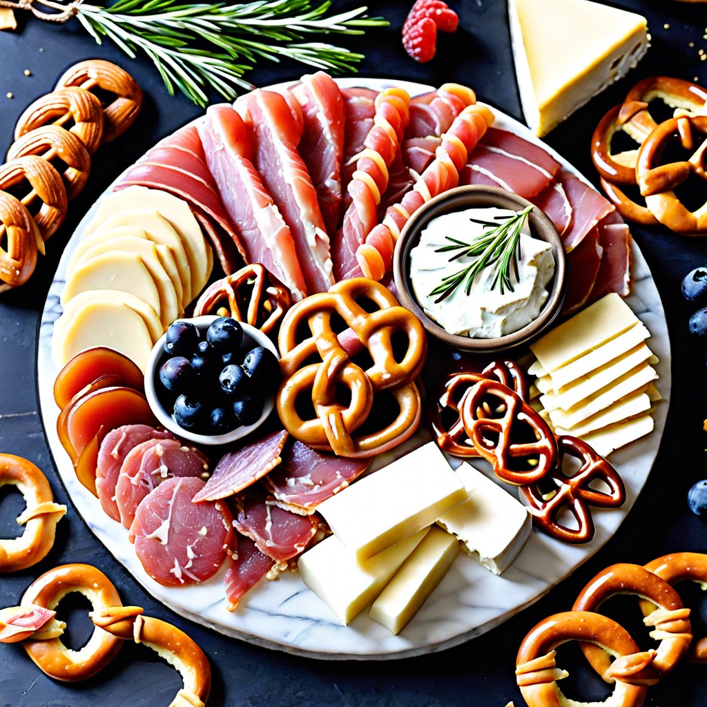 sweet amp salty board prosciutto chocolate covered pretzels brie dried apricots