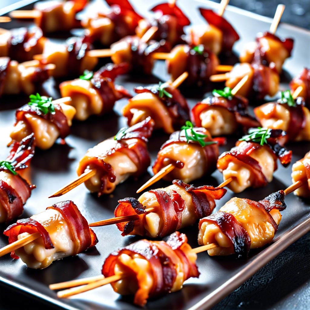 sweet and spicy bacon wrapped chicken bites