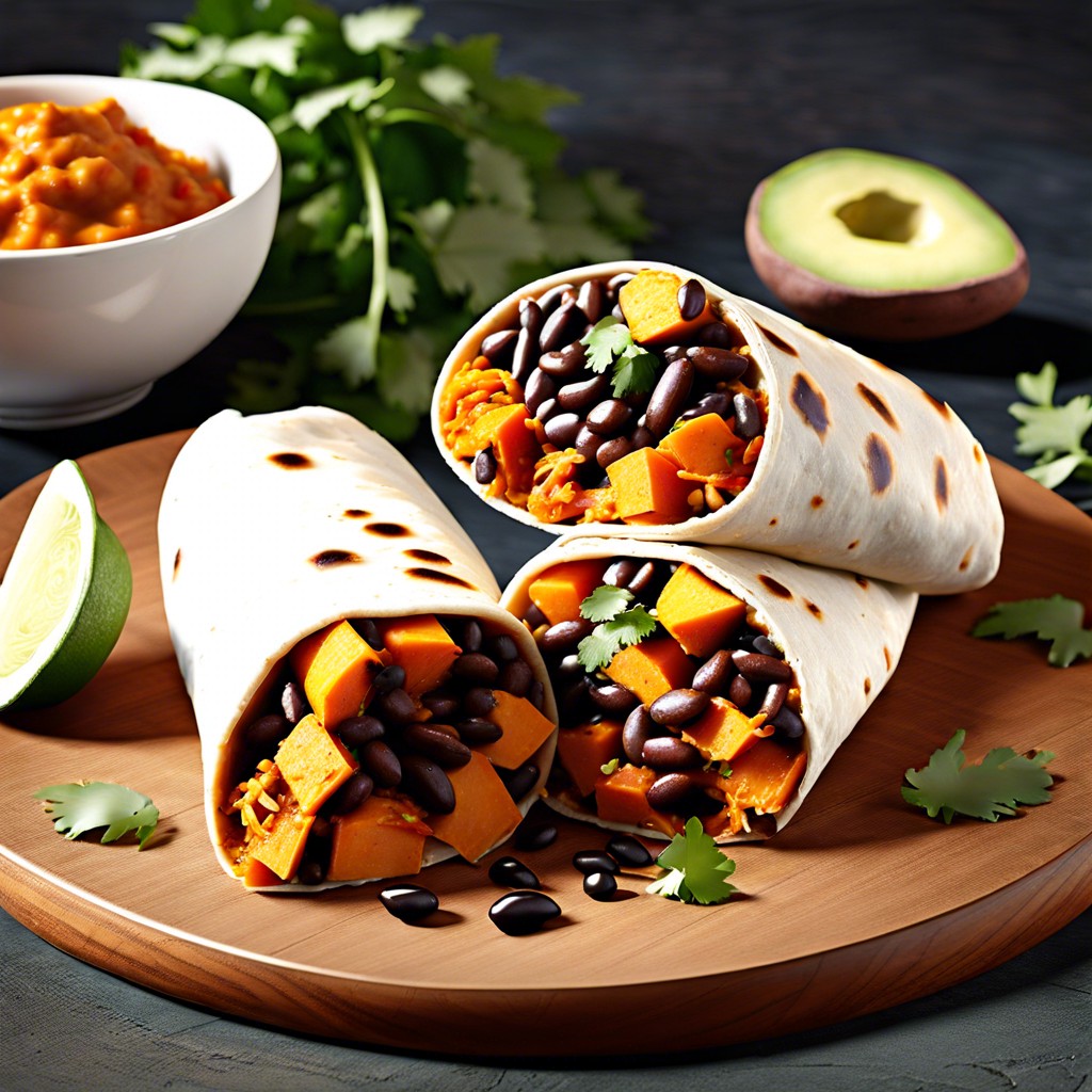 sweet potato and black bean burritos