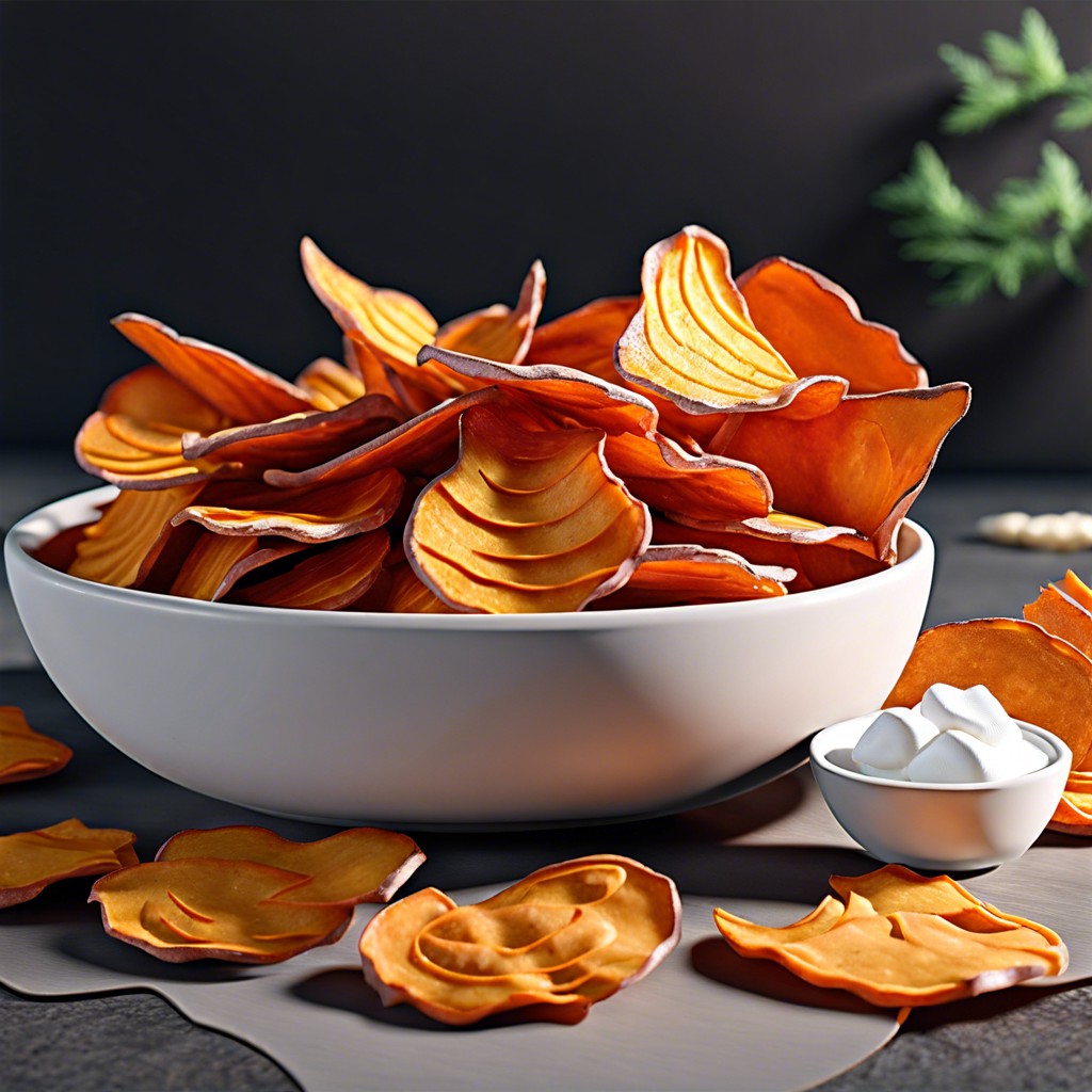 sweet potato chips and marshmallow dip